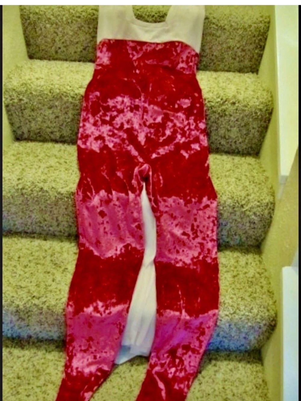 Source Unknown Red and White Velvet Jumpsuit